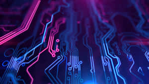 Neon pink and blue circuit board glowing with futuristic digital energy. — Coding Picture