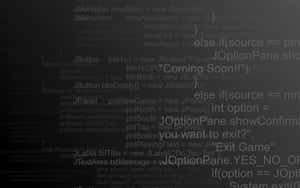 Digital code and game interface text floating in a dark tech-themed space. — Coding Picture
