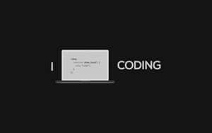 Laptop screen showing a PHP function that outputs love with the word CODING beside it. — Coding Picture