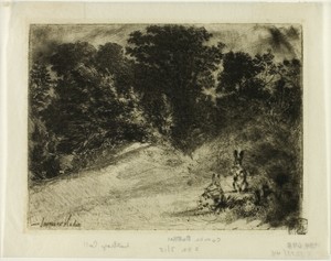 Combe Bottom by Francis Seymour Haden, created 1860, in Etching and drypoint on ivory laid paper. Download this artwork as a high-resolution wallpaper for deskt — Art Picture