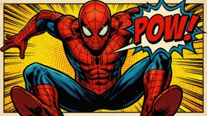 Spider-Man i en retro 1960'er tegneserie pop art stil.
