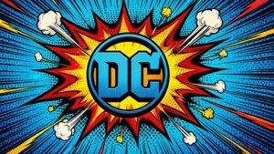 Actionfylt tegneseriestil DC Studios logo bakgrunnsbilde