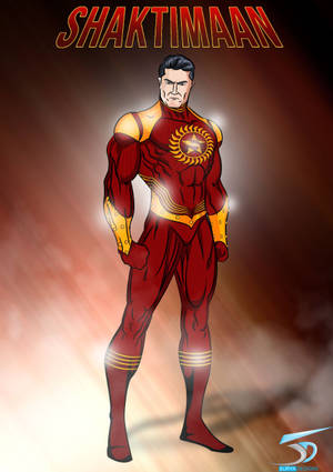 Ein roter und goldener Superheld steht heldenhaft mit leuchtendem Licht hinter sich. — Superheld Wallpaper
