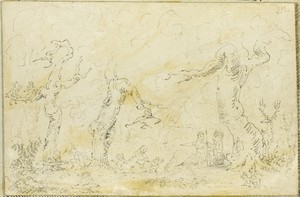 Comic Scene III by George Cruikshank, created n.d., in Pen and ink on paper. Download this artwork as a high-resolution wallpaper for desktop, tablet, or mobile — Illustration Background