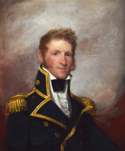 Commodore Thomas Macdonough by Gilbert Stuart, created c. 1815/1818, in oil on wood. Download this artwork as a high-resolution wallpaper for desktop, tablet, o — Gilbert Stuart Wallpaper