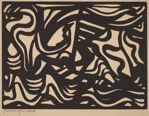 Composition by Jacoba van Heemskerck, created 1921, in linocut in black on laid paper. Download this artwork as a high-resolution wallpaper for desktop, tablet,