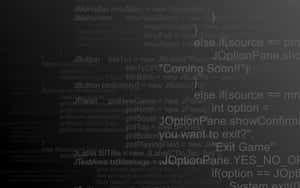 Java programming code and game interface text floating on a dark gray background. — Programmer Wallpaper