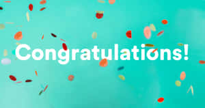 Congratulations text with colorful confetti on teal background — Congratulations Background