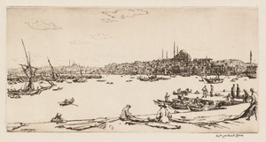 Constantinople by Muirhead Bone, created 1891–1953, in drypoint in brown ink. Download this artwork as a high-resolution wallpaper for desktop, tablet, or mobil — Muirhead Bone Wallpaper