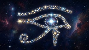 En stjärnklar konstellation formad som Horus öga i djupa rymden.