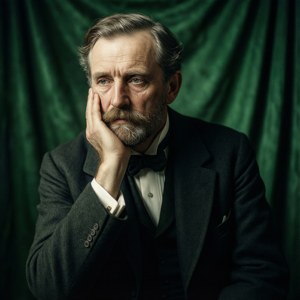 Et stemningsfullt portrett av Wilhelm Hesslöhl i dyp tanke
