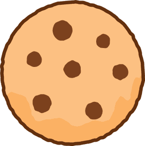 A cartoon chocolate chip cookie with seven brown chips. — Cookie PNG