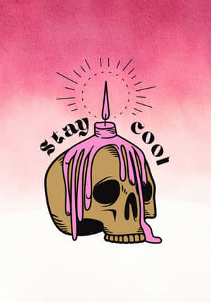 Skalle med smältande rosa ljus och text stay cool — H Bakgrundsbilder