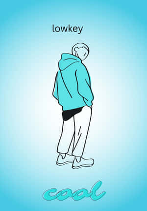 Uma pessoa estilizada com um hoodie verde-azulado em pé com a palavra cool abaixo. — Telefone legal Papéis de Parede