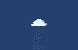 Wolke, die binäre Ziffern auf blauem Hintergrund regnet