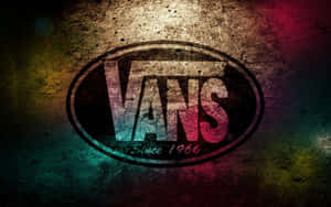 Vans brand logo with 'Since 1966' on a colorful textured wall background. — Vans Logo Wallpaper