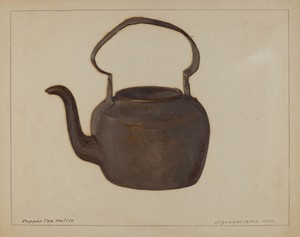Copper Tea Kettle by J. Howard Iams, created c. 1936, in oil paint on canvas mounted on paperboard. Download this artwork as a high-resolution wallpaper for des — J. Howard Iams Wallpaper