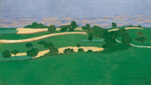 Corn Fields by Félix Vallotton, created 1900, in oil on board. Download this artwork as a high-resolution wallpaper for desktop, tablet, or mobile. — Félix Vallotton Wallpaper