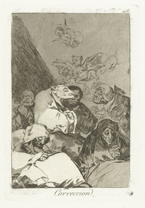 Correctie by Francisco de Goya, created 1797 - 1799, in paper; etching; aquatint. Download this artwork as a high-resolution wallpaper for desktop, tablet, or m — Art Picture