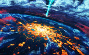 Brinnande kosmisk explosion med glödande strålar i en virvlande nebulosa. — H Bakgrundsbilder