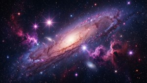 Una vibrante nebulosa galattica con stelle luminose e nuvole colorate, perfetta per sfondi QLED a tema spaziale.