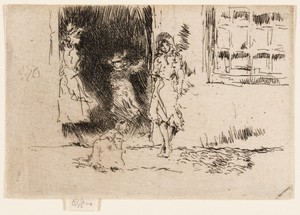 Cottage Door by James McNeill Whistler, created 1886, in Etching and drypoint in black ink on ivory laid paper. Download this artwork as a high-resolution wallp — Illustration Wallpaper