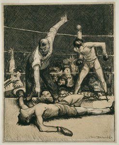 Counted Out by George Wesley Bellows, created 1912, in Lithographic crayon and charcoal, with brush and black ink, scraping and smudging, over touches of graphi — George Wesley Bellows Wallpaper