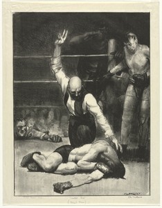 Counted Out, Second Stone by George Bellows, created 1921, in lithograph. Download this artwork as a high-resolution wallpaper for desktop, tablet, or mobile. — George Bellows Wallpaper