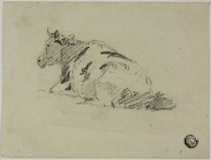 Cow by Thomas Girtin, created n.d., in Graphite on cream wove paper. Download this artwork as a high-resolution wallpaper for desktop, tablet, or mobile. — Illustration Background