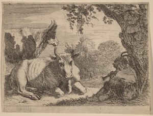 Cows by Herman van Swanevelt, in etching. Download this artwork as a high-resolution wallpaper for desktop, tablet, or mobile. — Herman van Swanevelt Wallpaper