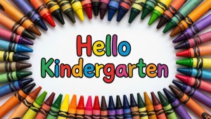 A vibrant border made of crayons framing the welcome text, perfect for a fun wallpaper.