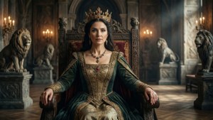 Katerina Solensan som en majestætisk dronning på sin trone