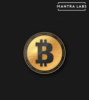 En guld Bitcoin-mønt med kredsløbsdesign på en sort baggrund. — Cryptocurrency Billeder