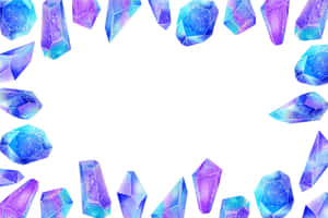 Celestial crystal gems form a glowing border against a white background. — Optical Illusions Wallpaper