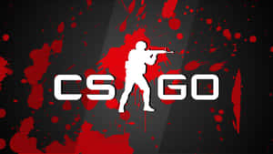 White soldier silhouette aiming rifle with red splatters and CS GO text on black background. — Cs Background