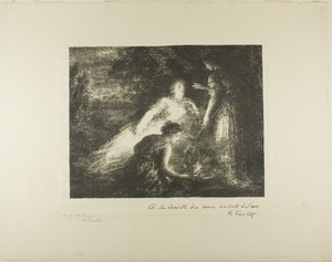 Curse by Henri Fantin-Latour, created 1899, in Lithograph in black on cream wove paper. Download this artwork as a high-resolution wallpaper for desktop, tablet — Illustration Wallpaper