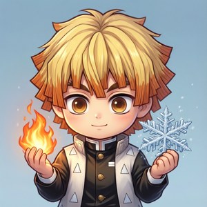 Adorabile sfondo chibi Todoroki con fiamma e fiocco di neve