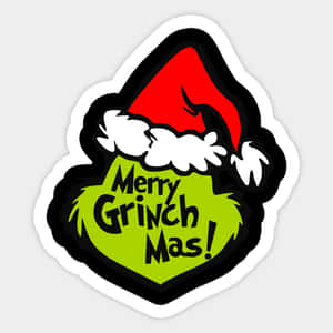 Grinch i röd tomteluva med texten 'Merry Grinch Mas!' — Söta Grinch-bilder Bakgrundsbilder