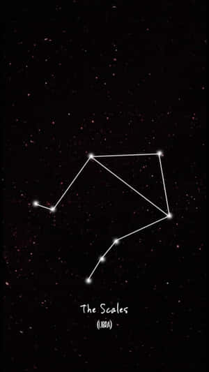 Constellation Libra drawn with white lines on a starry night sky background.