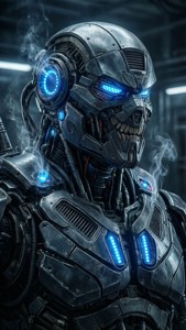 Sub-Zeros cybernetiska form lyser i ett mörkt labb.