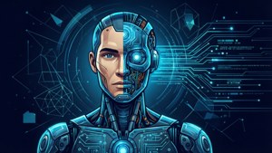 Flad vektor Cyborg tapet med digitale elementer