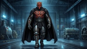 Maul's cybernetic legs gleam as he strides. — Darth Maul Wallpaper