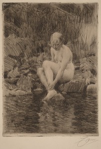 Dagmar by Anders Zorn, created 1912, in etching on laid Dutch paper. Download this artwork as a high-resolution wallpaper for desktop, tablet, or mobile. — Art Picture