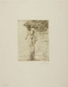 Dalarö by Anders Zorn, created 1915, in Etching on ivory laid paper. Download this artwork as a high-resolution wallpaper for desktop, tablet, or mobile. — Anders Zorn Wallpaper