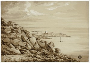 Dalkey Island by Elizabeth Murray, created September 1843, in Brush and brown wash highlighted with white gouache, over graphite, on tan wove paper. Download th — Elizabeth Murray Wallpaper