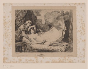 Danaë by Léopold Flameng, created 1860, in paper; chine collé; etching. Download this artwork as a high-resolution wallpaper for desktop, tablet, or mobile. — Léopold Flameng Wallpaper