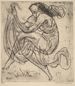 Dancing by Wilhelm Oesterle, created 1922, in drypoint printed with plate tone on wove cream paper. Download this artwork as a high-resolution wallpaper for des — Wilhelm Oesterle Wallpaper