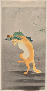 Dancing Fox by Ohara Koson, created 1900–1910s, in Color woodcut. Download this artwork as a high-resolution wallpaper for desktop, tablet, or mobile. — Ohara Koson Wallpaper