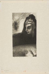 Dark Peak by Odilon Redon, created 1887, in Lithograph in black on ivory Japanese paper. Download this artwork as a high-resolution wallpaper for desktop, table — Illustration Background