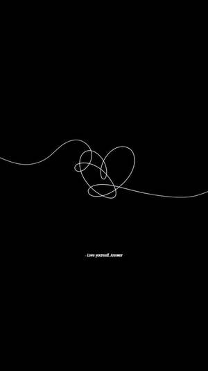 Ein weißes Linienherz auf schwarzem Hintergrund mit dem Text Love yourself Answer — Dark Heart Bilder